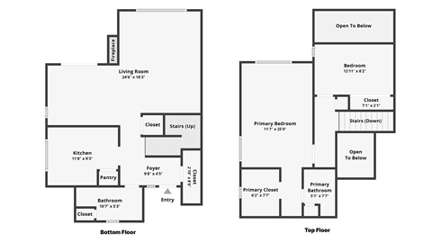 Floor plan for 2 beds, 2 baths, 1280 sqft